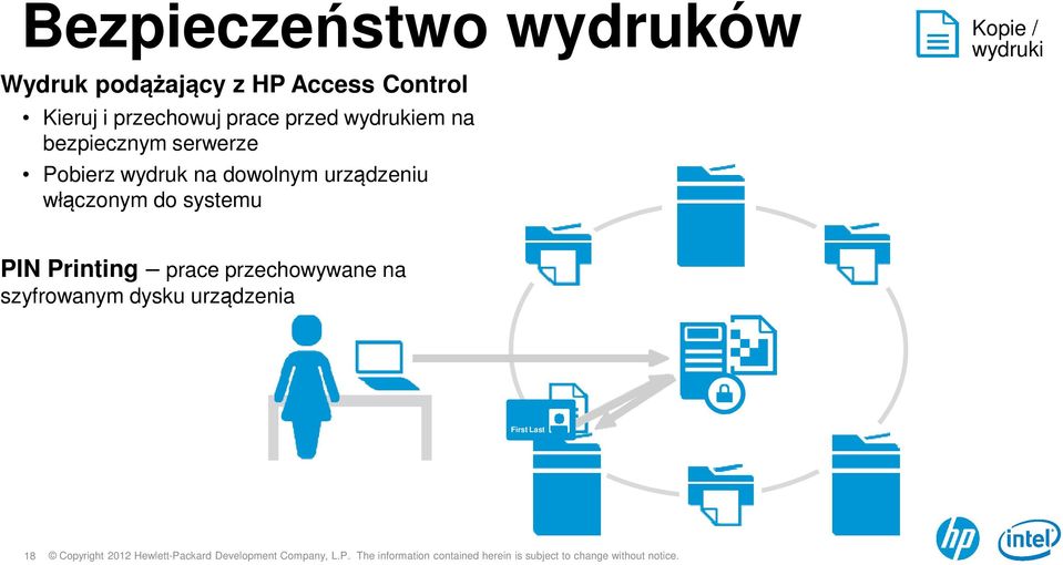 wydruk na dowolnym urządzeniu włączonym do systemu Kopie / wydruki PIN