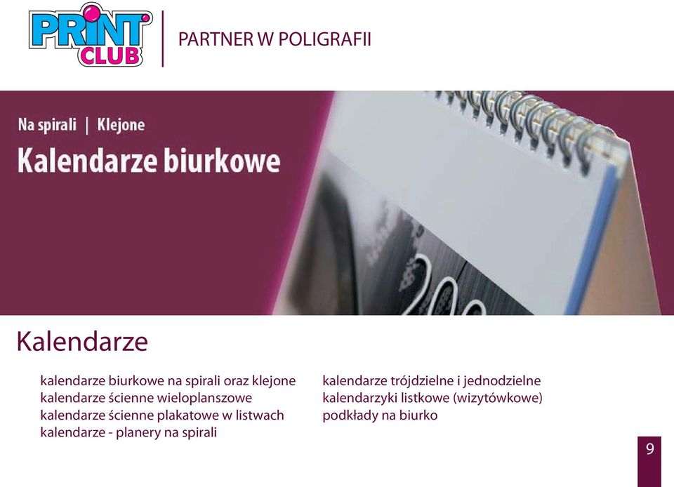 w listwach kalendarze - planery na spirali kalendarze