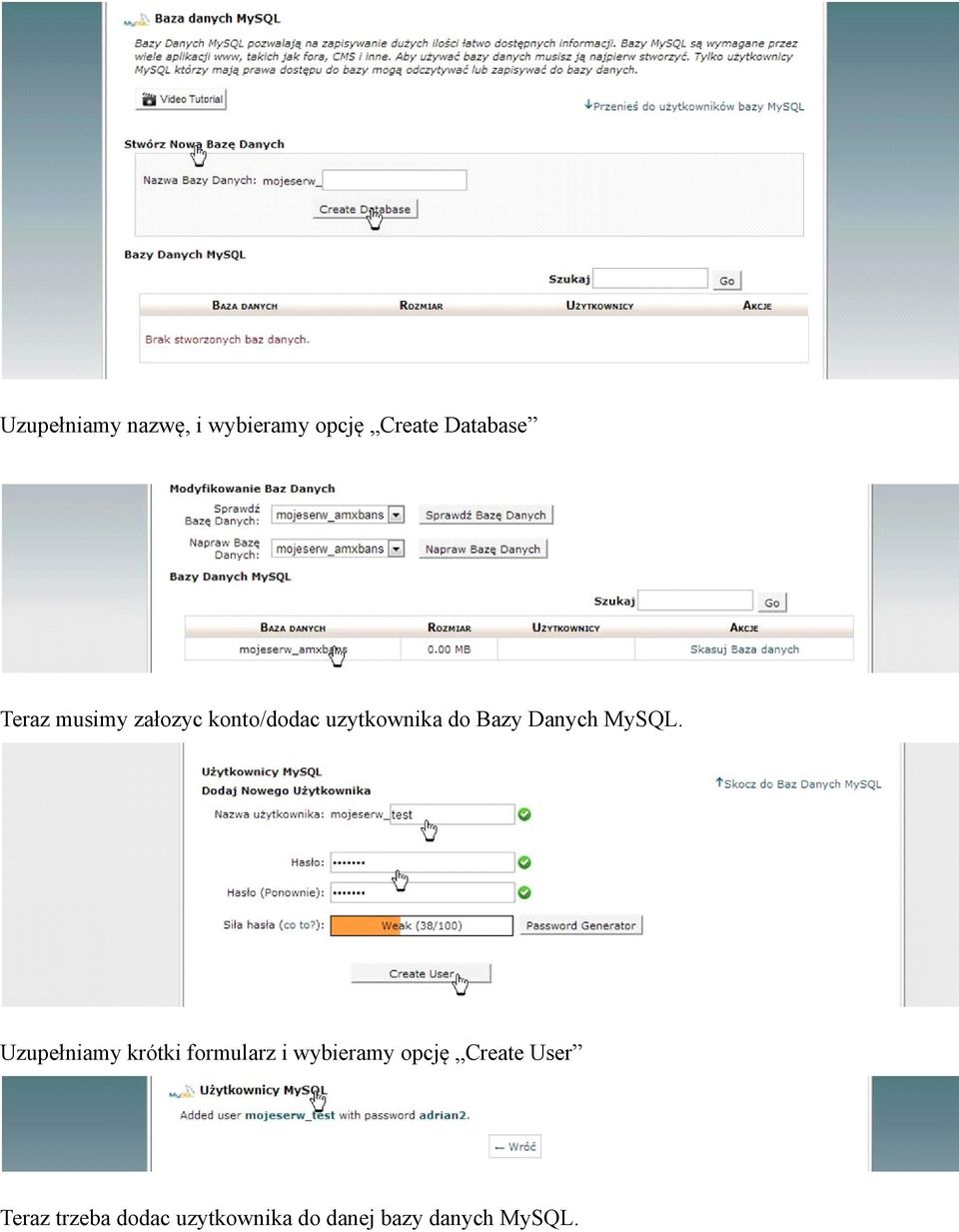 Uzupełniamy krótki formularz i wybieramy opcję Create User