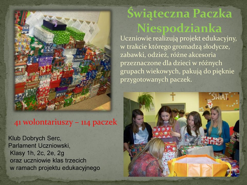 wiekowych, pakują do pięknie przygotowanych paczek.