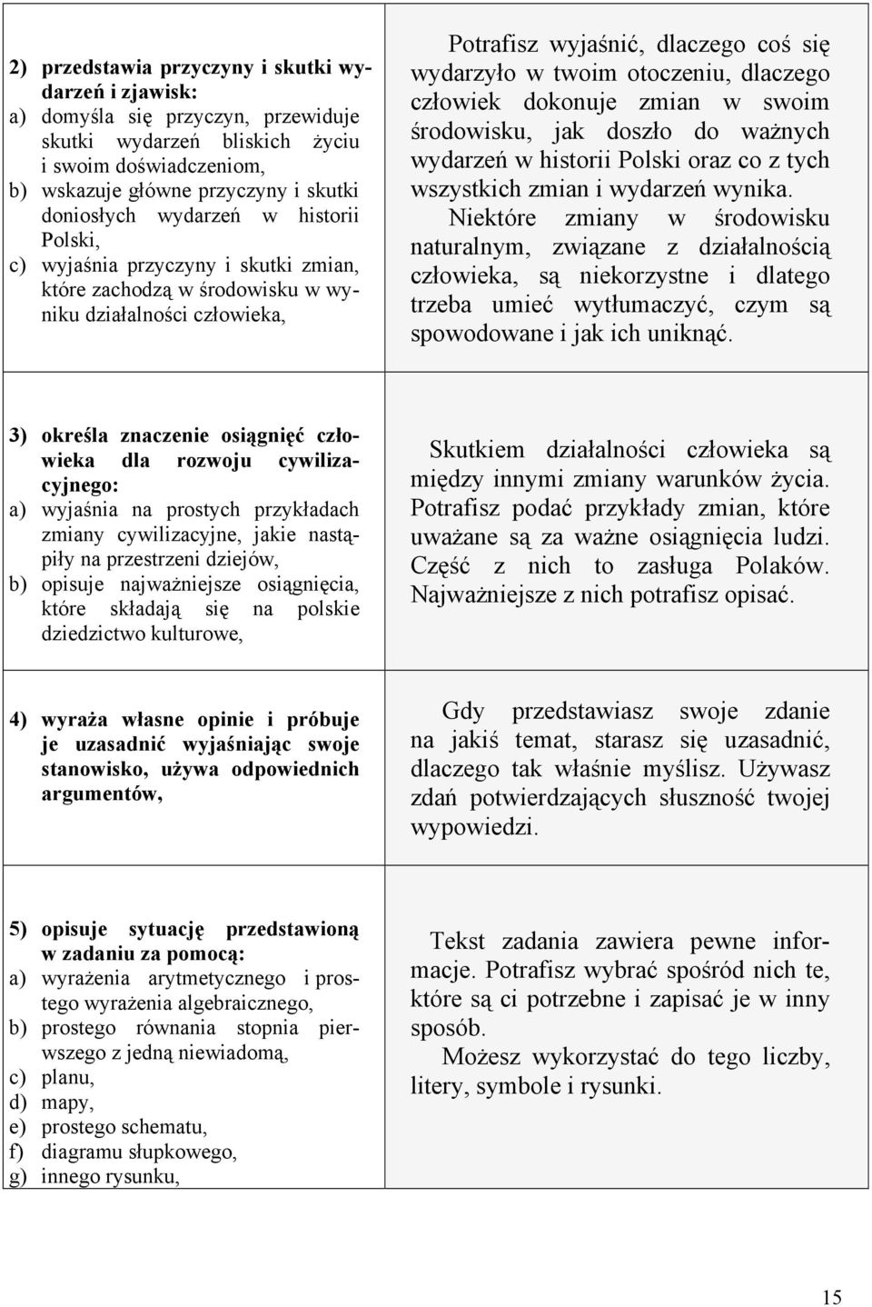 dlaczego człowiek dokonuje zmian w swoim środowisku, jak doszło do ważnych wydarzeń w historii Polski oraz co z tych wszystkich zmian i wydarzeń wynika.