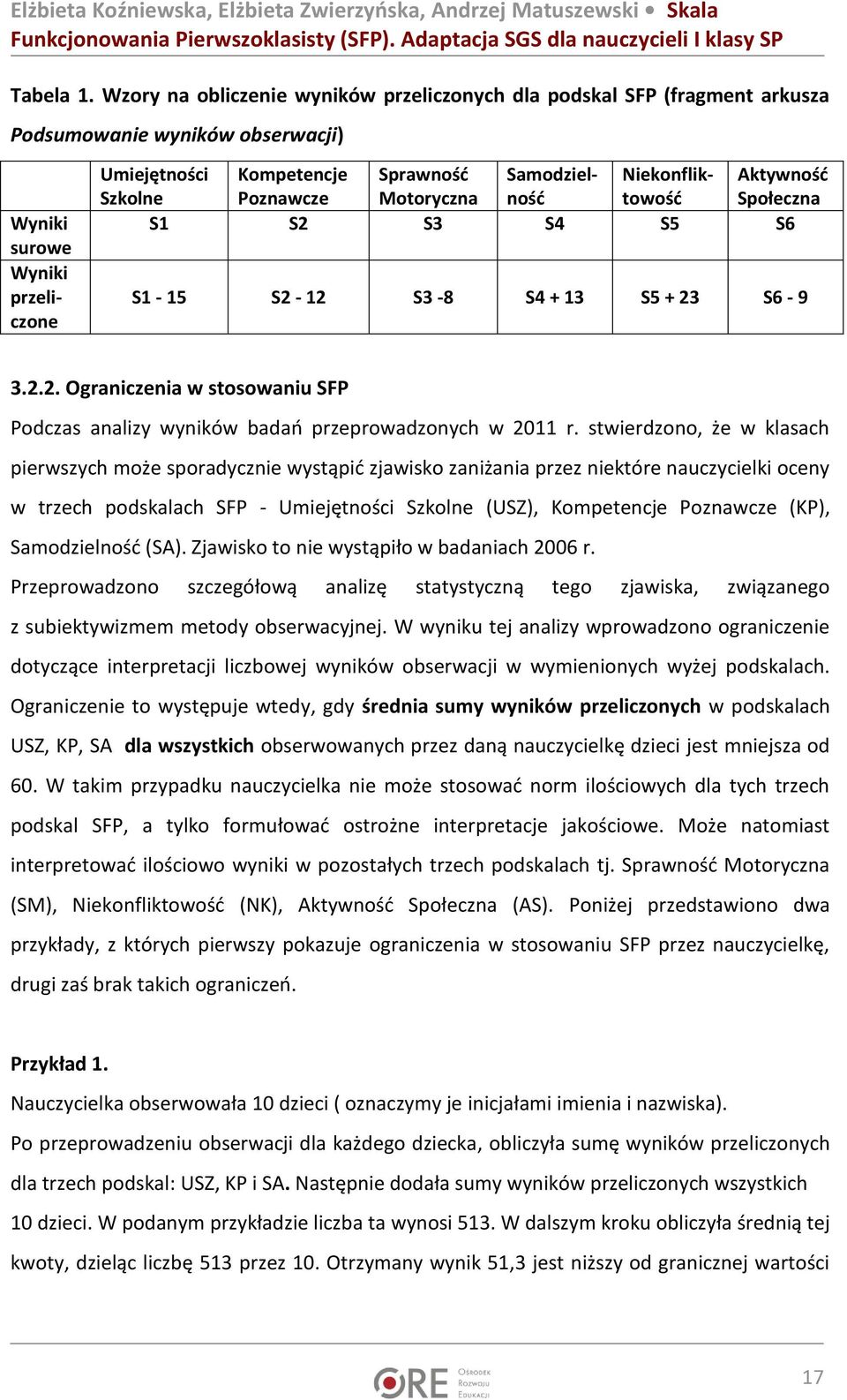 Motoryczna Samodzielnośd Niekonfliktowośd Aktywnośd Społeczna S1 S2 S3 S4 S5 S6 S1-15 S2-12 S3-8 S4 + 13 S5 + 23 S6-9 3.2.2. Ograniczenia w stosowaniu SFP Podczas analizy wyników badao przeprowadzonych w 2011 r.