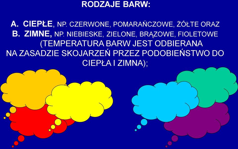 NIEBIESKE, ZIELONE, BRĄZOWE, FIOLETOWE (TEMPERATURA