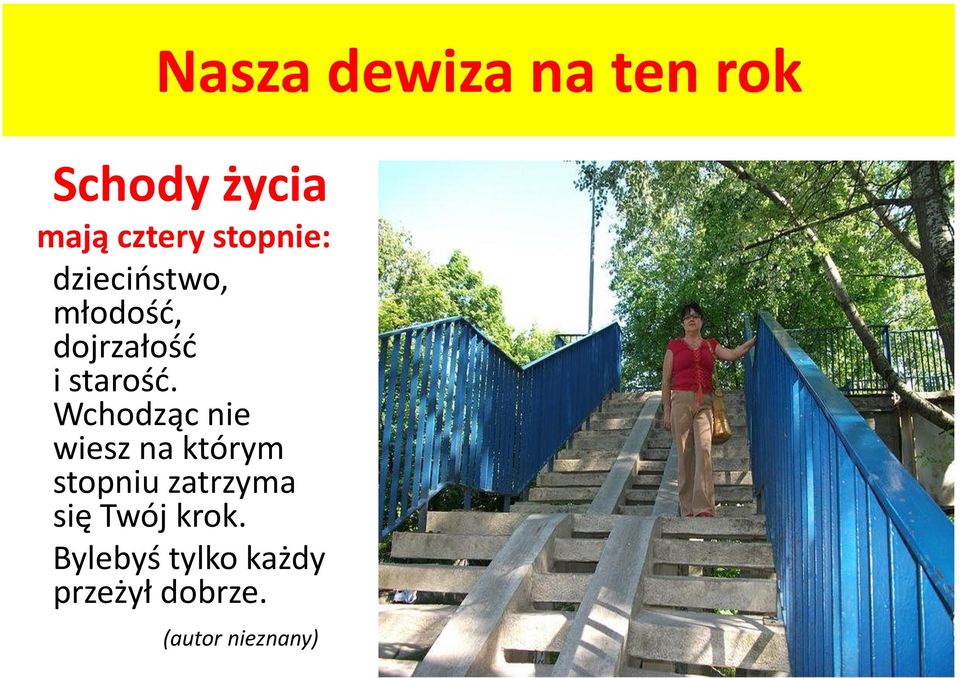 Wchodząc nie wiesz na którym stopniu zatrzyma się