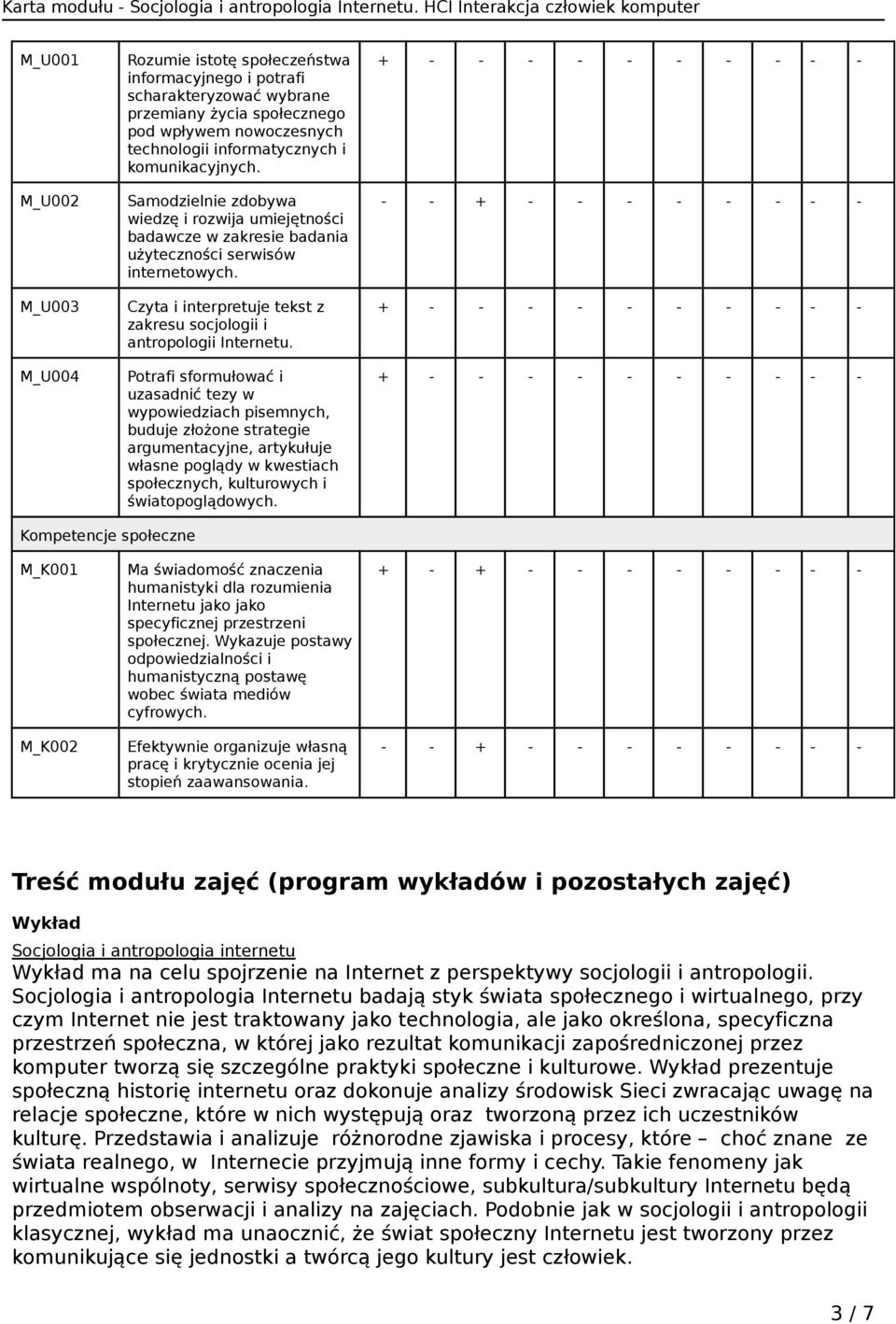 Czyta i interpretuje tekst z zakresu socjologii i antropologii Internetu.
