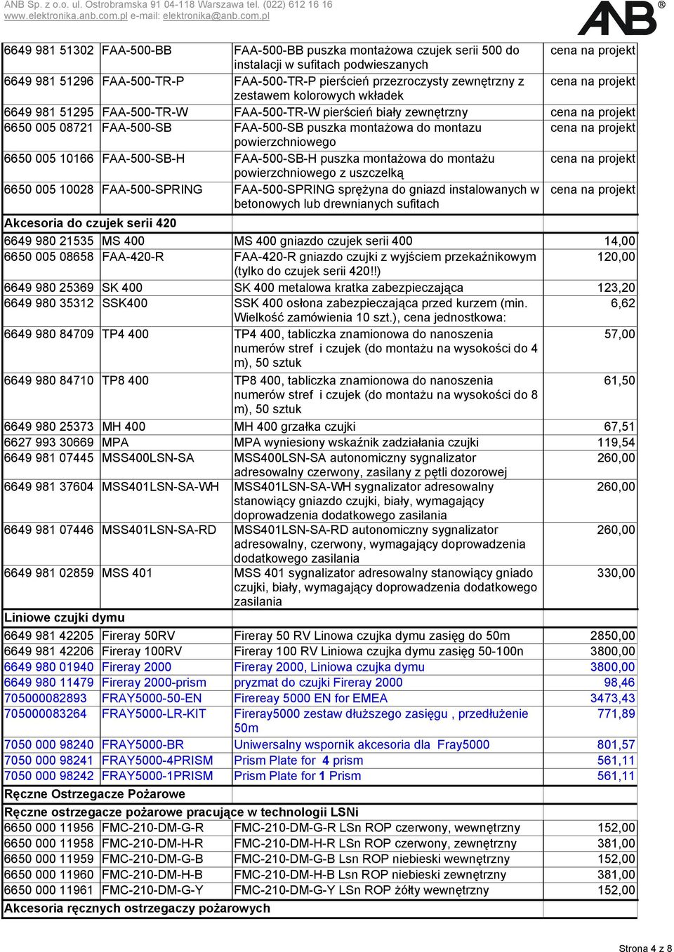 montazu cena na projekt powierzchniowego 6650 005 10166 FAA-500-SB-H FAA-500-SB-H puszka montażowa do montażu cena na projekt powierzchniowego z uszczelką 6650 005 10028 FAA-500-SPRING FAA-500-SPRING