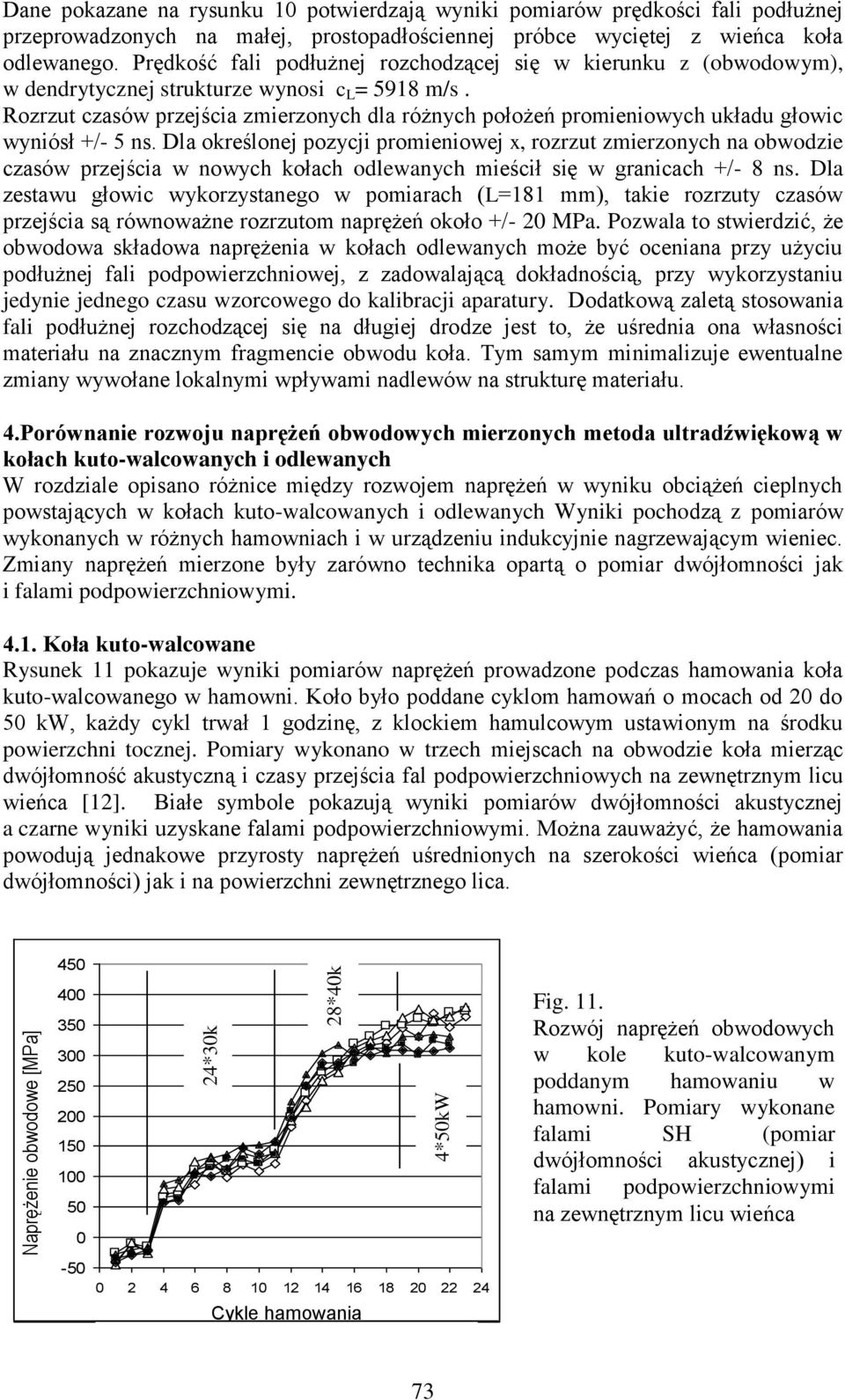 Rozrzut czasów przejścia zmierzonych dla różnych położeń promieniowych układu głowic wyniósł +/- 5 ns.