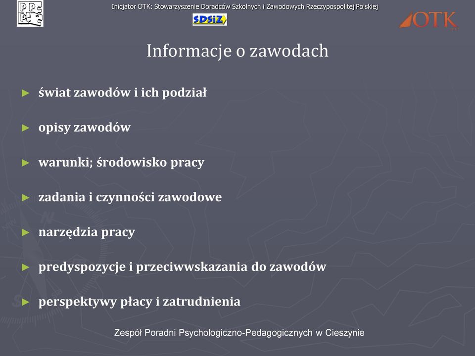 czynności zawodowe narzędzia pracy predyspozycje i