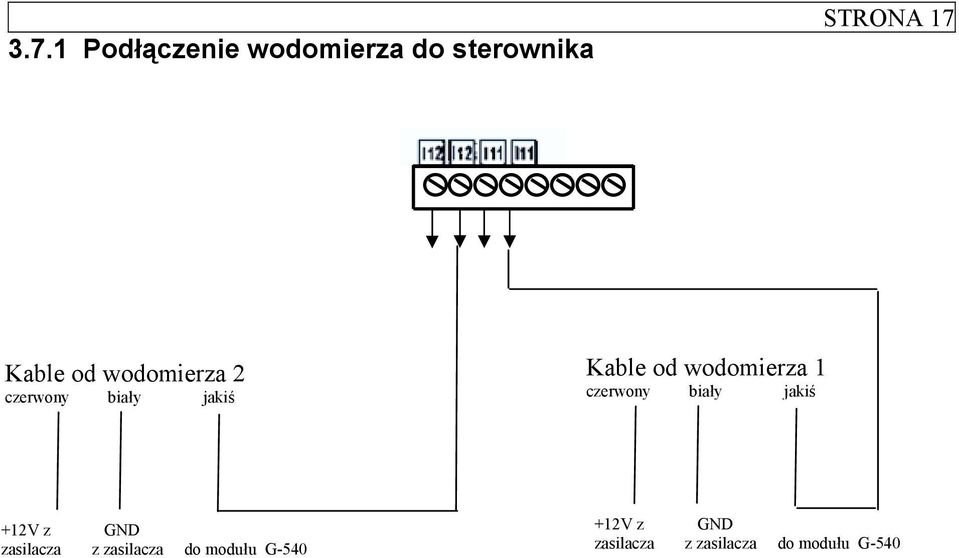 czerwony biały jakiś +12V z GND zasilacza z zasilacza do