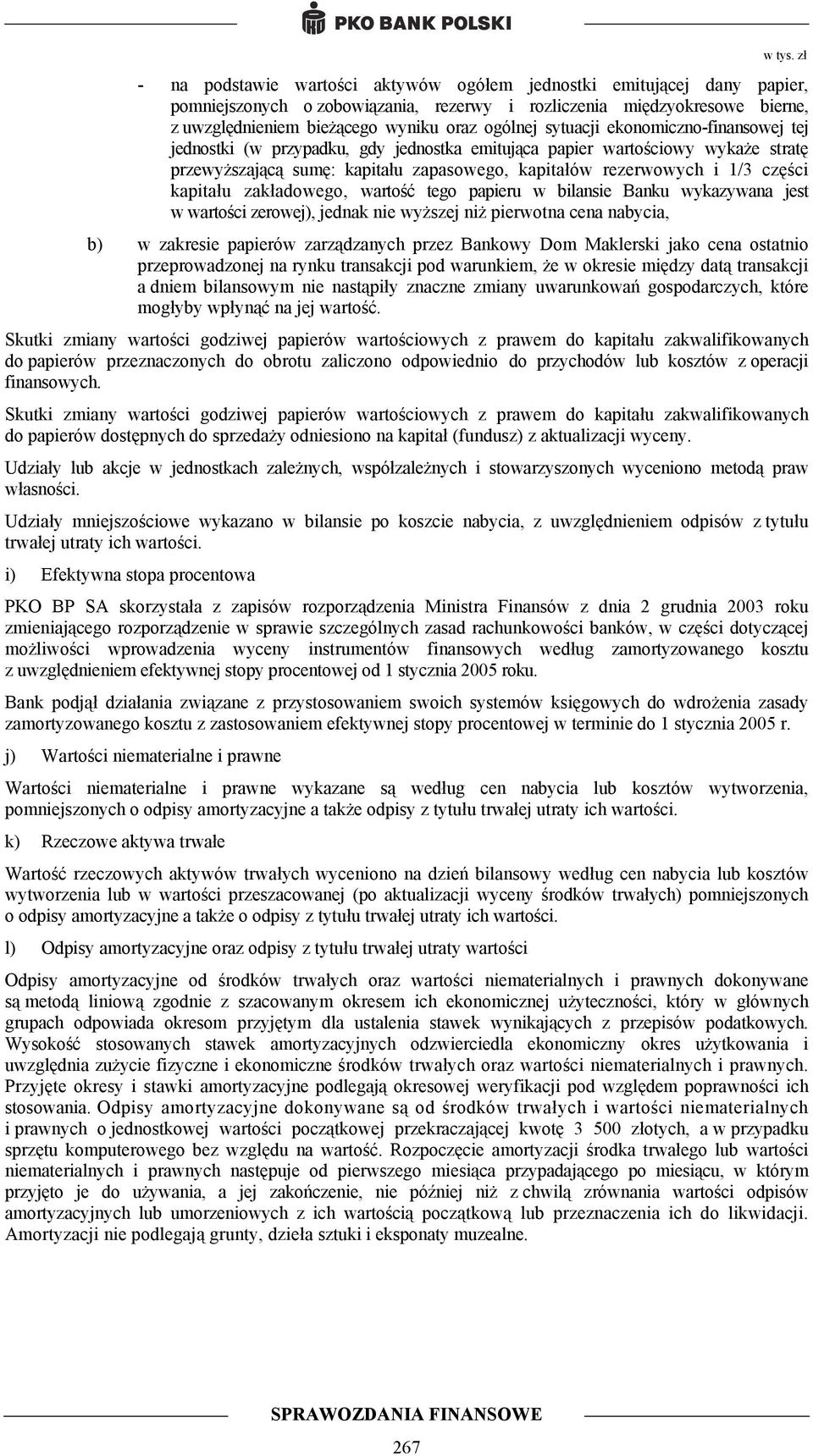 kapitału zakładowego, wartość tego papieru w bilansie Banku wykazywana jest w wartości zerowej), jednak nie wyższej niż pierwotna cena nabycia, b) w zakresie papierów zarządzanych przez Bankowy Dom