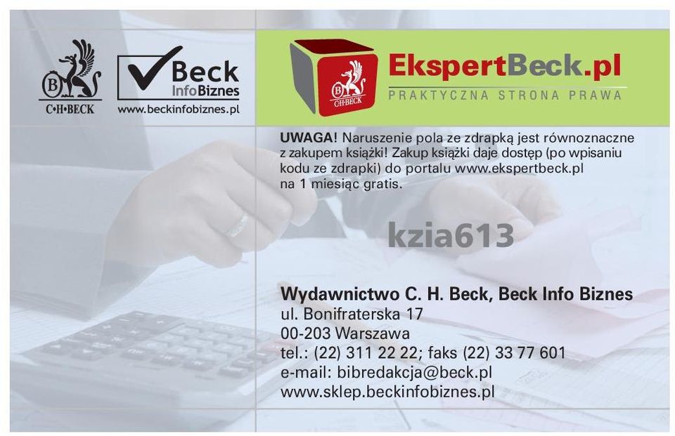 pl na 1 miesiàc gratis. kzia613 Wydawnictwo C. H. Beck, Beck Info Biznes ul.