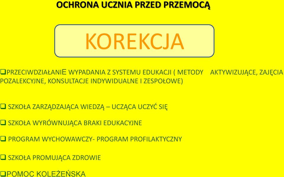 ZAJĘCIA SZKOŁA ZARZĄDZAJĄCA WIEDZĄ UCZĄCA UCZYĆ SIĘ SZKOŁA WYRÓWNUJĄCA BRAKI