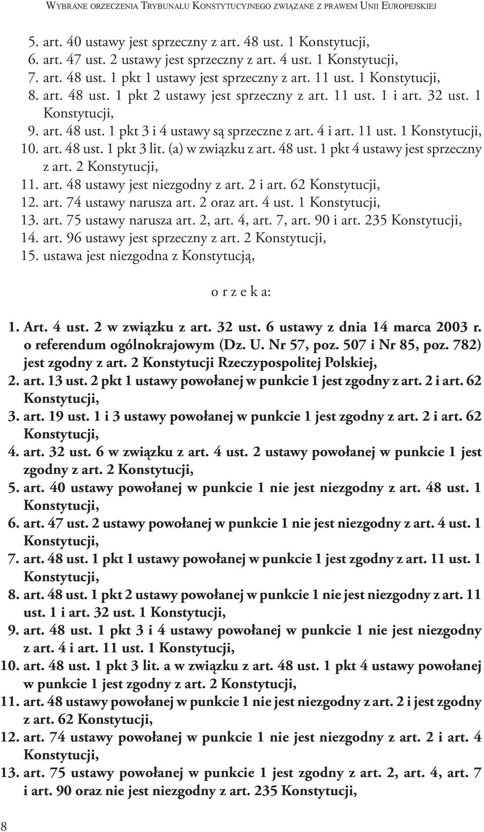 4 i art. 11 ust. 1 Konstytucji, 10. art. 48 ust. 1 pkt 3 lit. (a) w związku z art. 48 ust. 1 pkt 4 ustawy jest sprzeczny z art. 2 Konstytucji, 11. art. 48 ustawy jest niezgodny z art. 2 i art.
