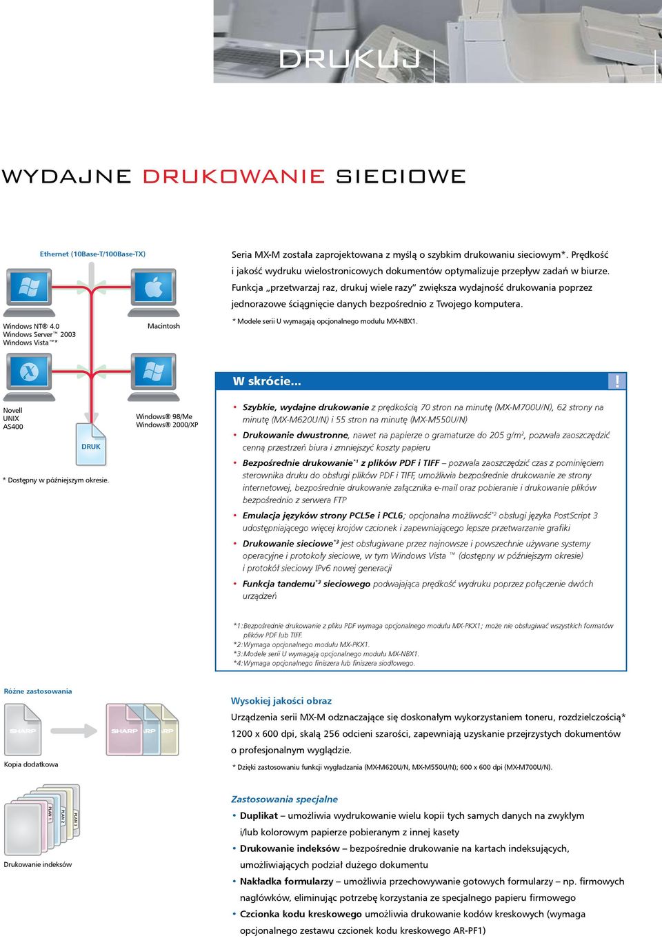 Prędkość i jakość wydruku wielostronicowych dokumentów optymalizuje przepływ zadań w biurze.