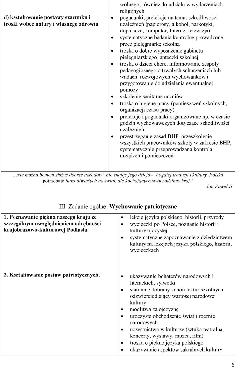 szkolnej troska o dzieci chore, informowanie zespoły pedagogicznego o trwałych schorzeniach lub wadach rozwojowych wychowanków i przygotowanie do udzielenia ewentualnej pomocy szkolenie sanitarne