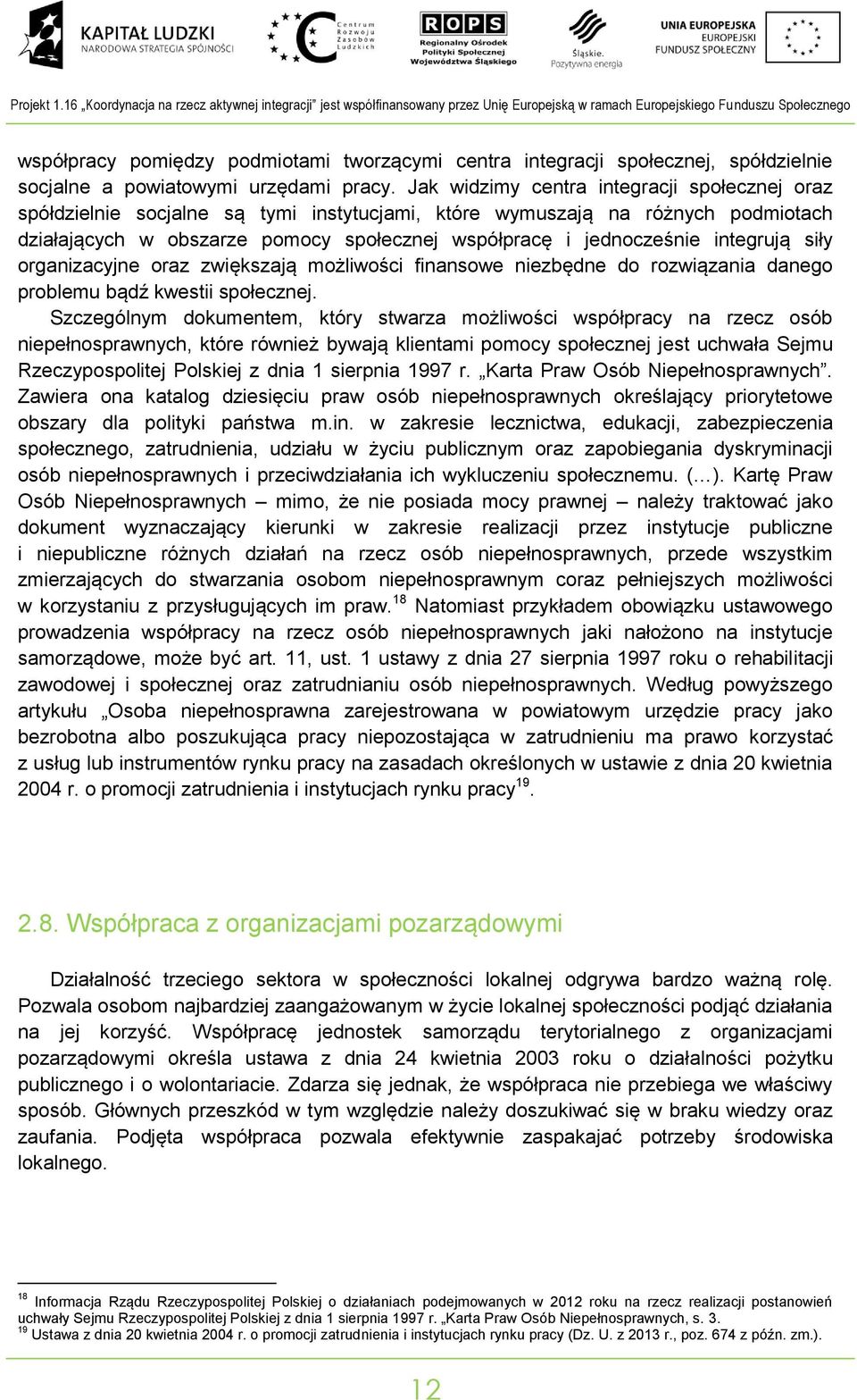 spółdzielie socjale a powiatowymi urzędami pracy.