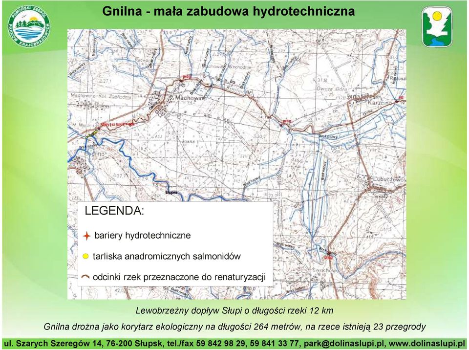 renaturyzacji LewobrzeŜny dopływ Słupi o długości rzeki 12 km Gnilna
