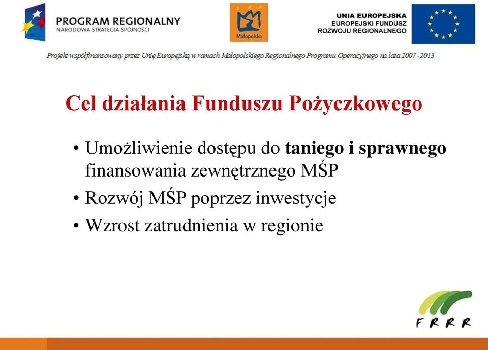 sprawnego finansowania zewnętrznego MŚP