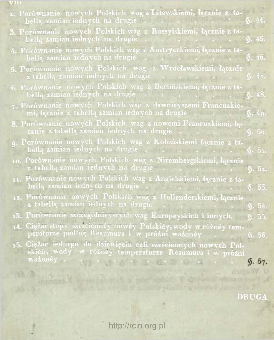 . Porównanie nowych Polskich wag z Berlińskiemi, łącznie z tabellą zamian iednych na drugie.... '.. $.