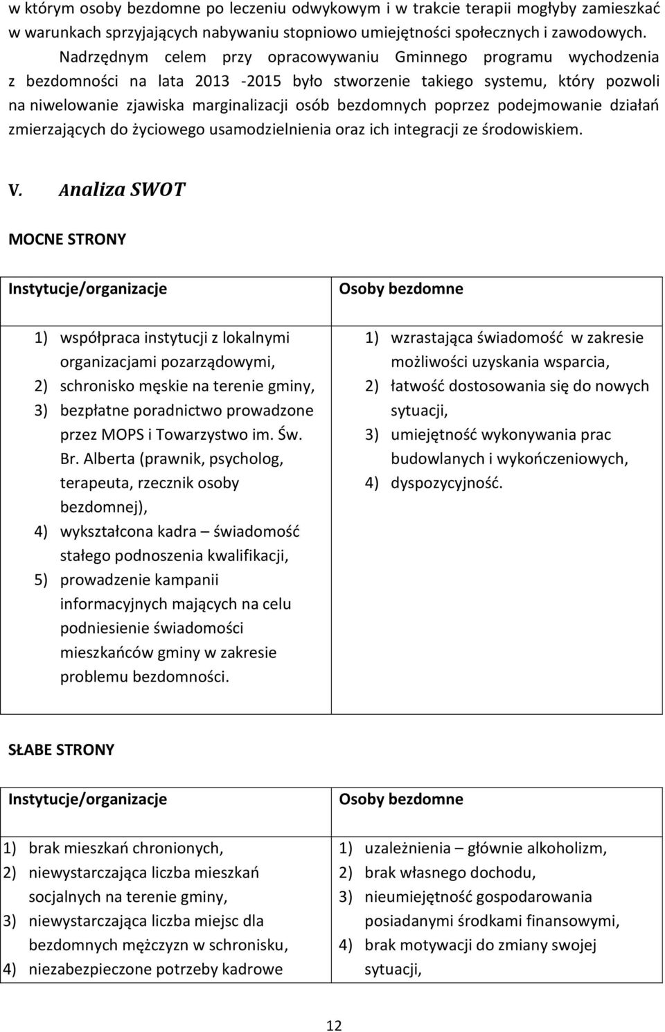 poprzez podejmowanie działań zmierzających do życiowego usamodzielnienia oraz ich integracji ze środowiskiem. V.