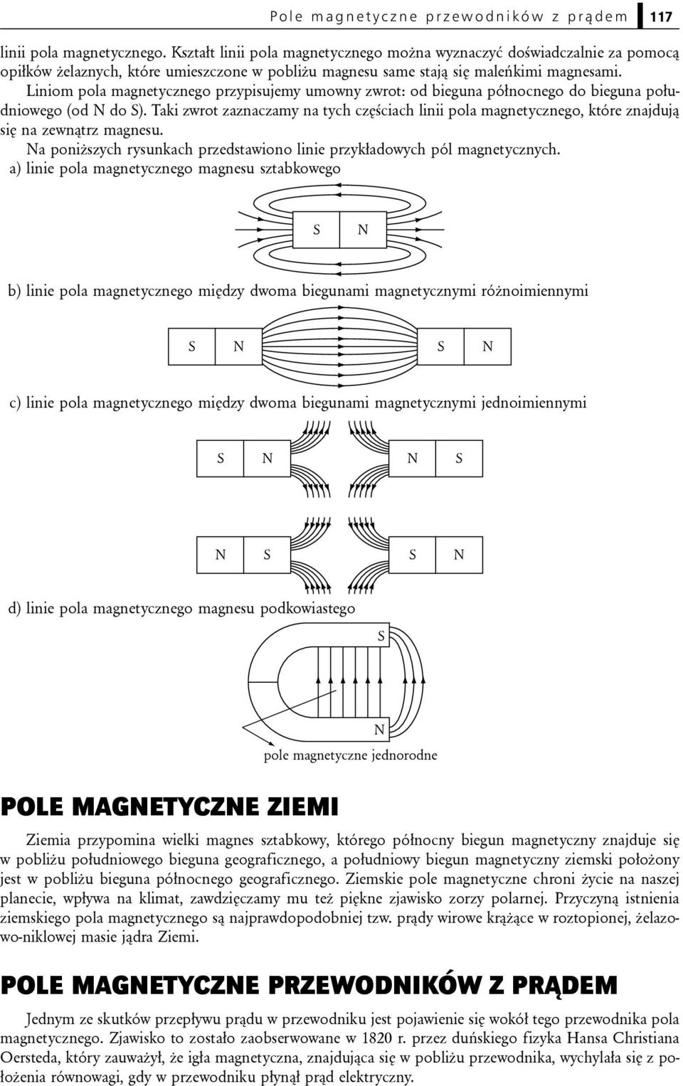 Liniom pola magnetycznego przypisujemy umowny zwrot: od bieguna północnego do bieguna południowego (od N do S).