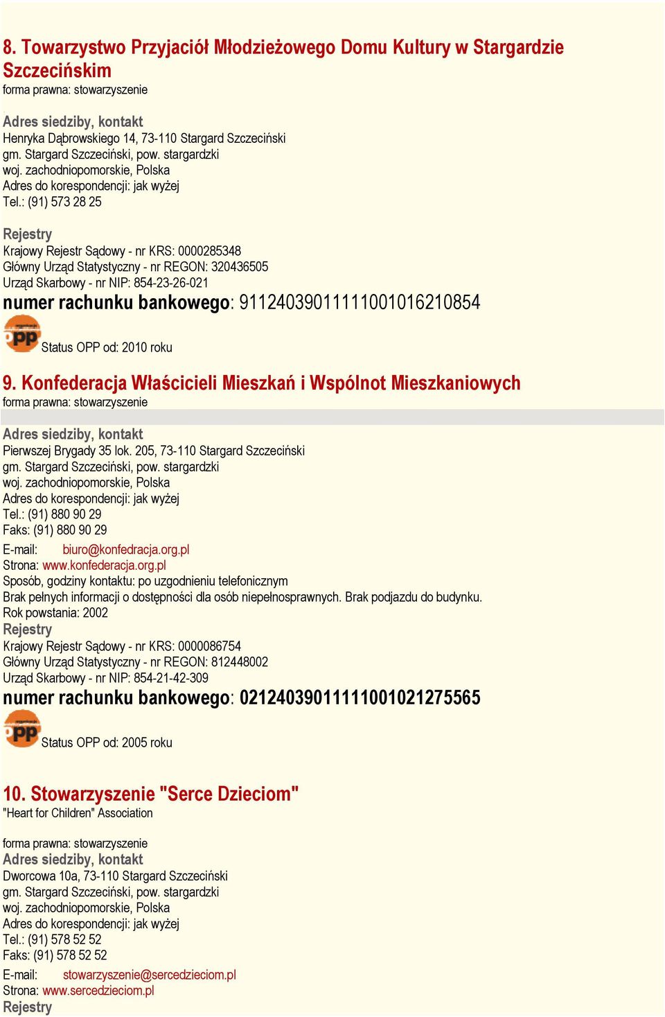 roku 9. Konfederacja Właścicieli Mieszkań i Wspólnot Mieszkaniowych Pierwszej Brygady 35 lok. 205, 73-110 Stargard Szczeciński Tel.: (91) 880 90 29 Faks: (91) 880 90 29 biuro@konfedracja.org.