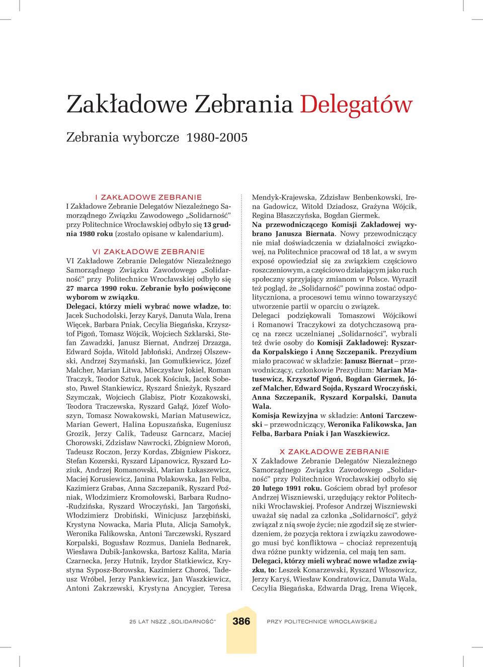 Delegaci, którzy mieli wybrać nowe władze, to: Jacek Suchodolski, Jerzy Karyś, Danuta Wala, Irena Więcek, Barbara Pniak, Cecylia Biegańska, Krzysztof Pigoń, Tomasz Wójcik, Wojciech Szklarski, Stefan