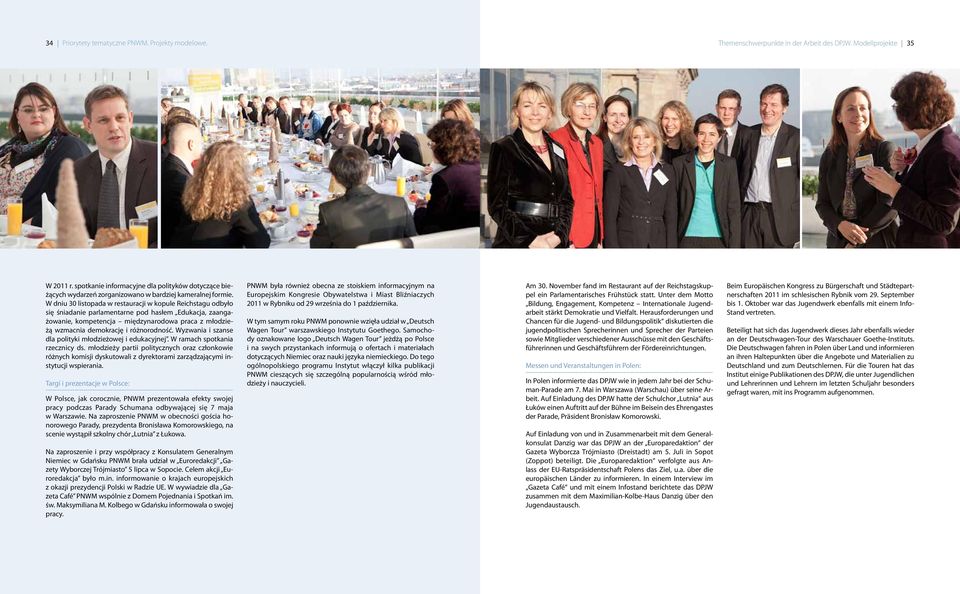 W dniu 30 listopada w restauracji w kopule Reichstagu odbyło się śniadanie parlamentarne pod hasłem Edukacja, zaangażowanie, kompetencja międzynarodowa praca z młodzieżą wzmacnia demokrację i