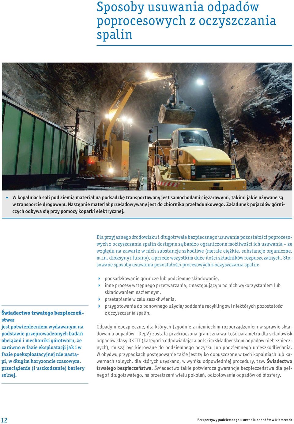 Dla przyjaznego środowisku i długotrwale bezpiecznego usuwania pozostałości poprocesowych z oczyszczania spalin dostępne są bardzo ograniczone możliwości ich usuwania ze względu na zawarte w nich