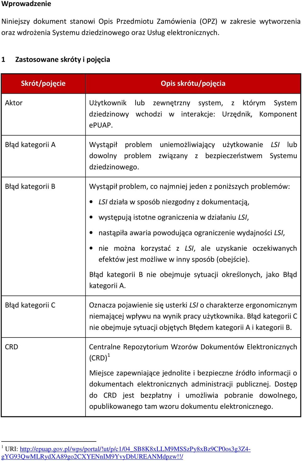 Komponent epuap. Wystąpił problem uniemożliwiający użytkowanie LSI lub dowolny problem związany z bezpieczeństwem Systemu dziedzinowego.