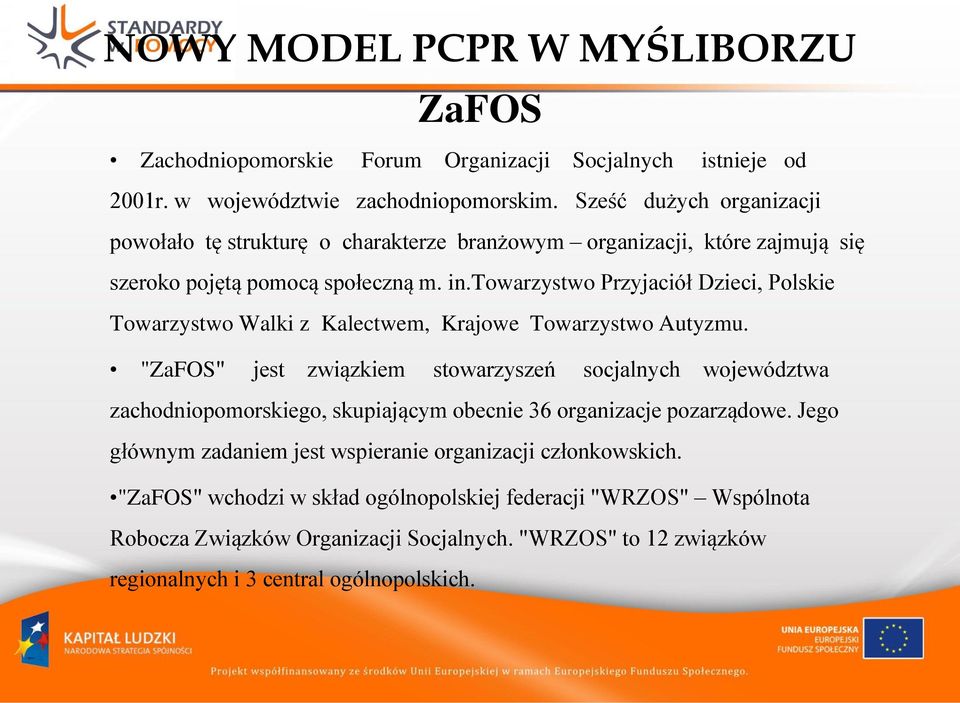 towarzystwo Przyjaciół Dzieci, Polskie Towarzystwo Walki z Kalectwem, Krajowe Towarzystwo Autyzmu.