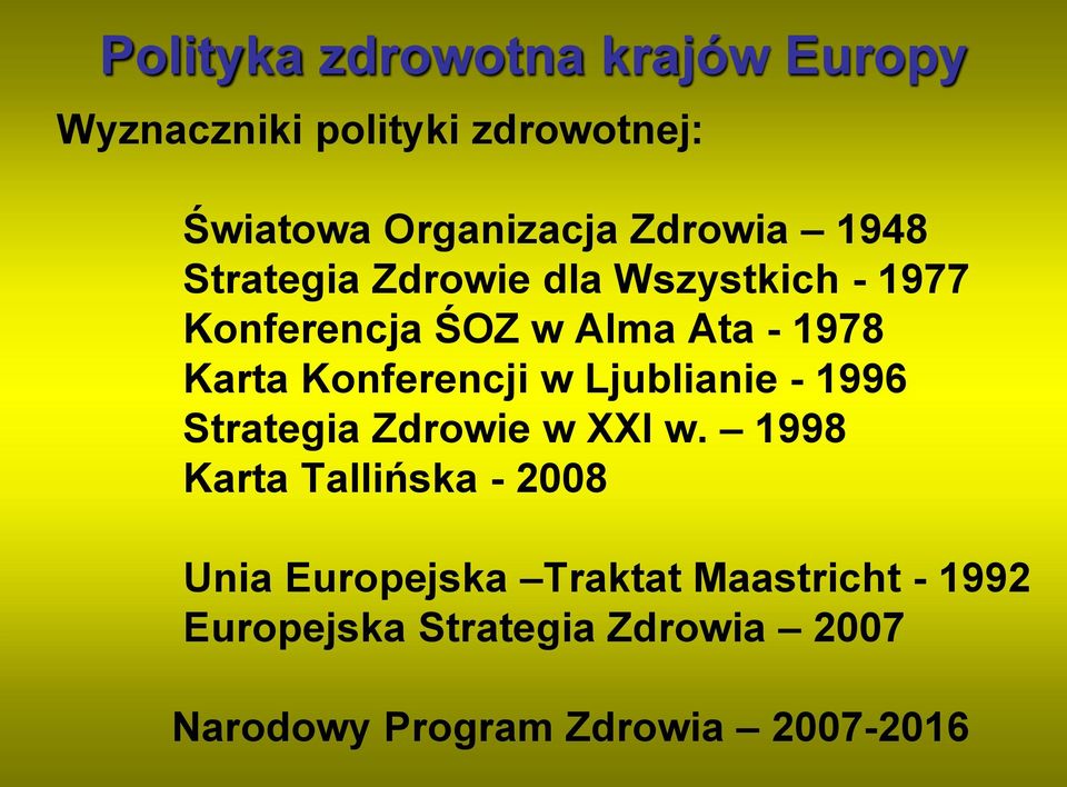 Konferencji w Ljublianie - 1996 Strategia Zdrowie w XXI w.