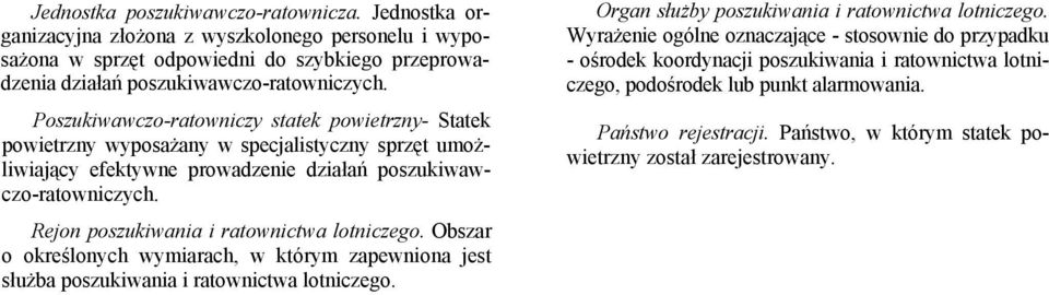 Rejon poszukiwania i ratownictwa lotniczego. Obszar o określonych wymiarach, w którym zapewniona jest służba poszukiwania i ratownictwa lotniczego.