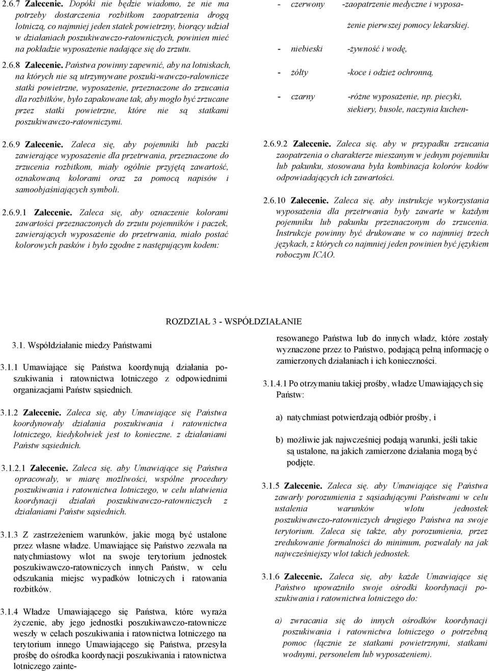 powinien mieć na pokładzie wyposażenie nadające się do zrzutu. 2.6.8 Zalecenie.