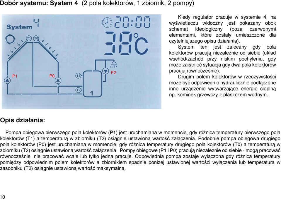 System ten jest zalecany gdy pola kolektorów pracują niezależnie od siebie (układ wschód/zachód przy niskim pochyleniu, gdy może zaistnieć sytuacja gdy dwa pola kolektorów pracują równocześnie).