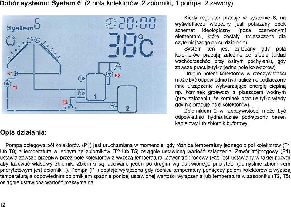 System ten jest zalecany gdy pola kolektorów pracują zależnie od siebie (układ wschód/zachód przy ostrym pochyleniu, gdy zawsze pracuje tylko jedno pole kolektorów).