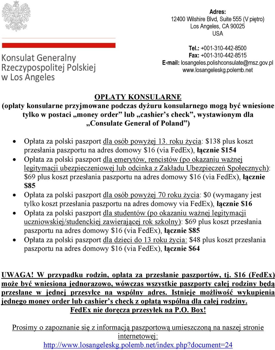 Opłata za polski paszport dla osób powyżej 13.