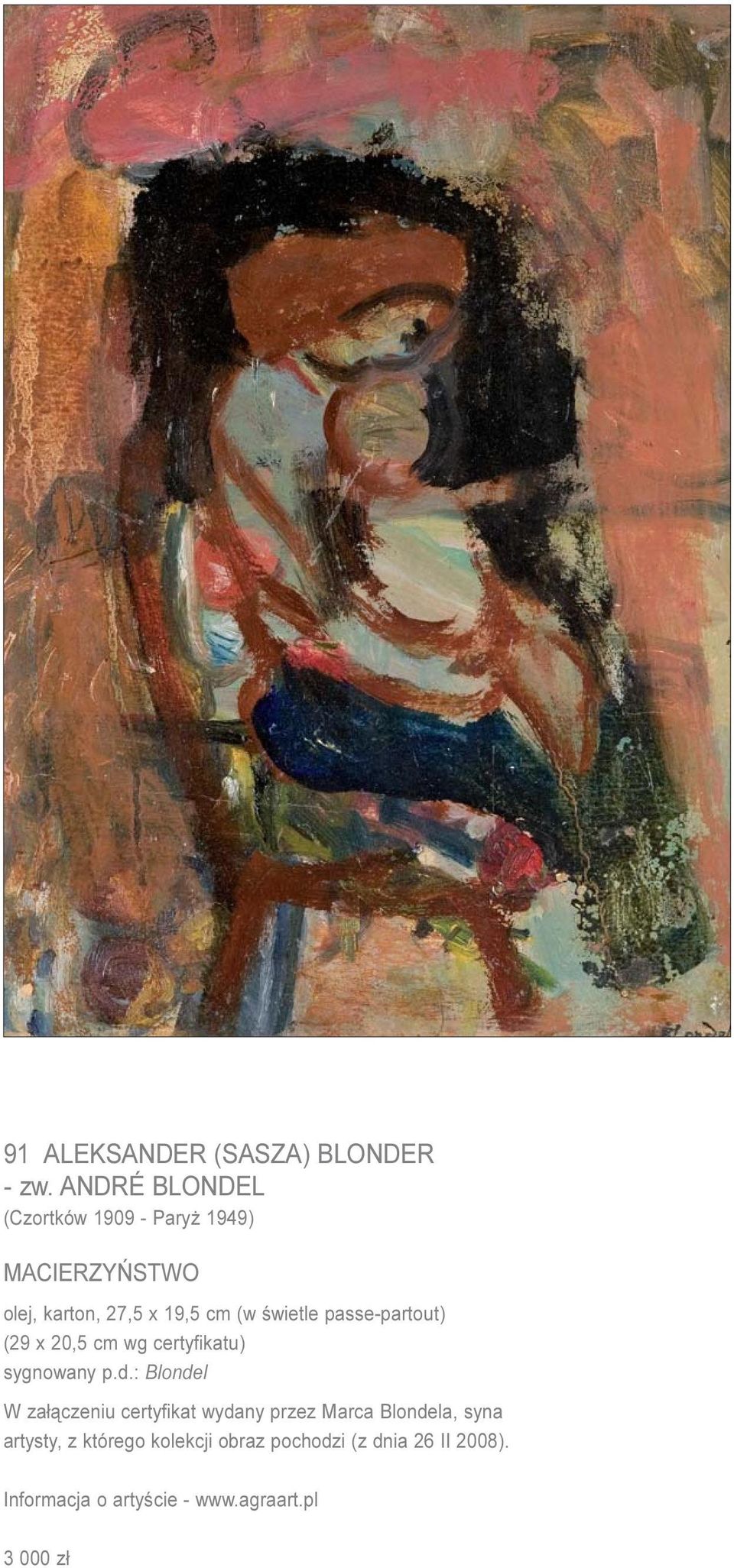œwietle passe-partout) (29 x 20,5 cm wg certyfikatu) sygnowany p.d.