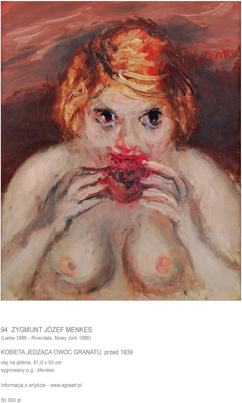 1939 olej na p³ótnie, 61,0 x 50 cm sygn