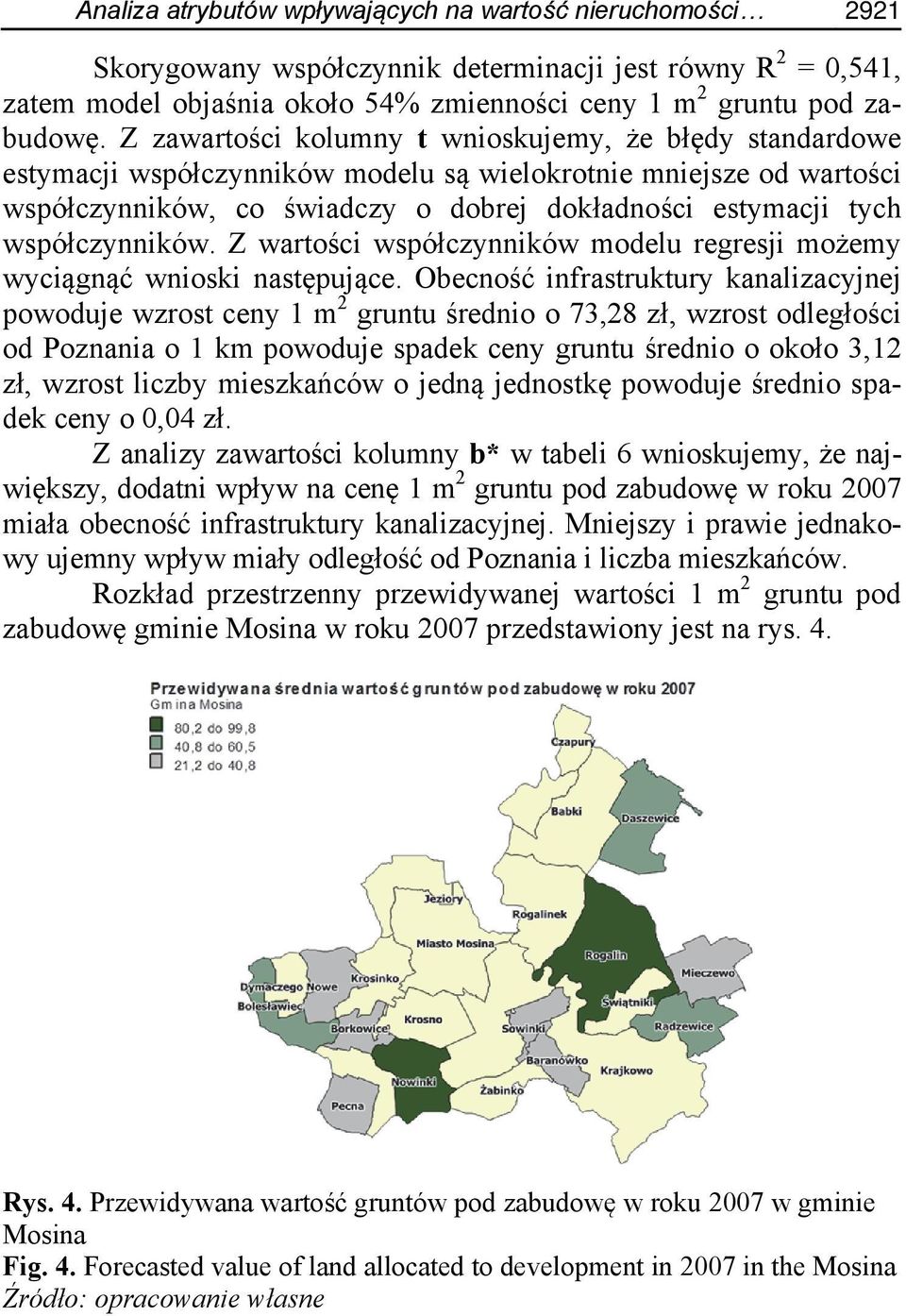 współczynników. Z wartości współczynników modelu regresji możemy wyciągnąć wnioski następujące.