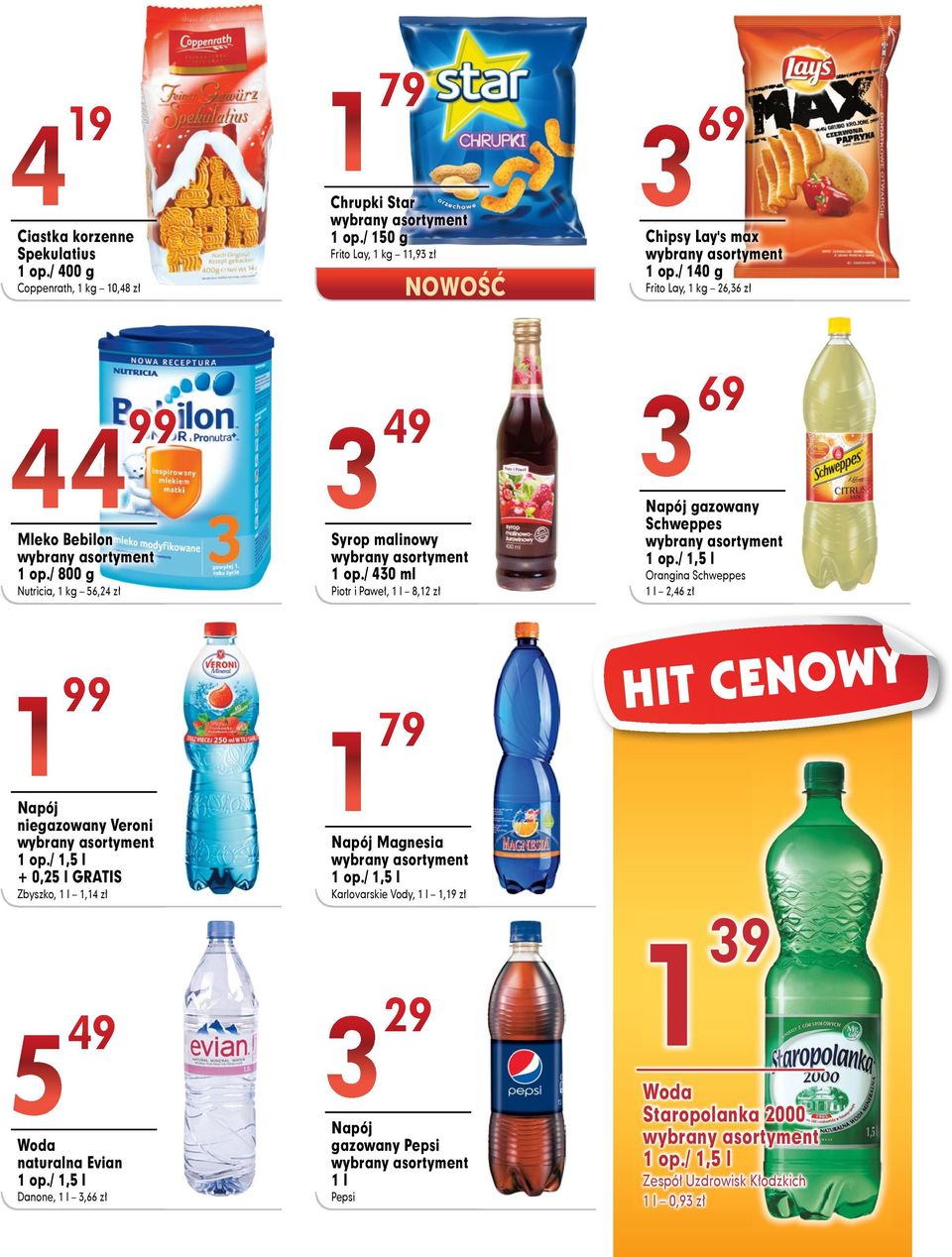 / 430 ml Piotr i Paweł, 1 l 8,12 zł 3 69 Napój gazowany Schweppes 1 op./ 1,5 l Orangina Schweppes 1 l 2,46 zł 1 Napój niegazowany Veroni 1 op.