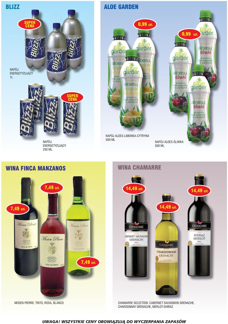NAPÓJ: ENERGETYZUJÑCY 1L NAPÓJ: ENERGETYZUJÑCY 250 ML NAPÓJ ALOES-LIMONKA-CYTRYNA 500 ML
