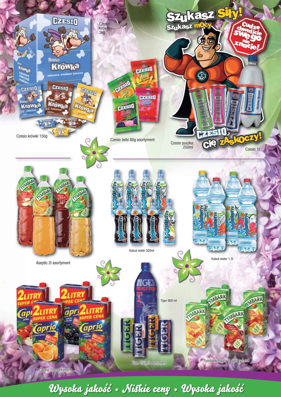 Kubuś water 1,5l Aseptic 2l asortyment Tiger 900 ml Tiger