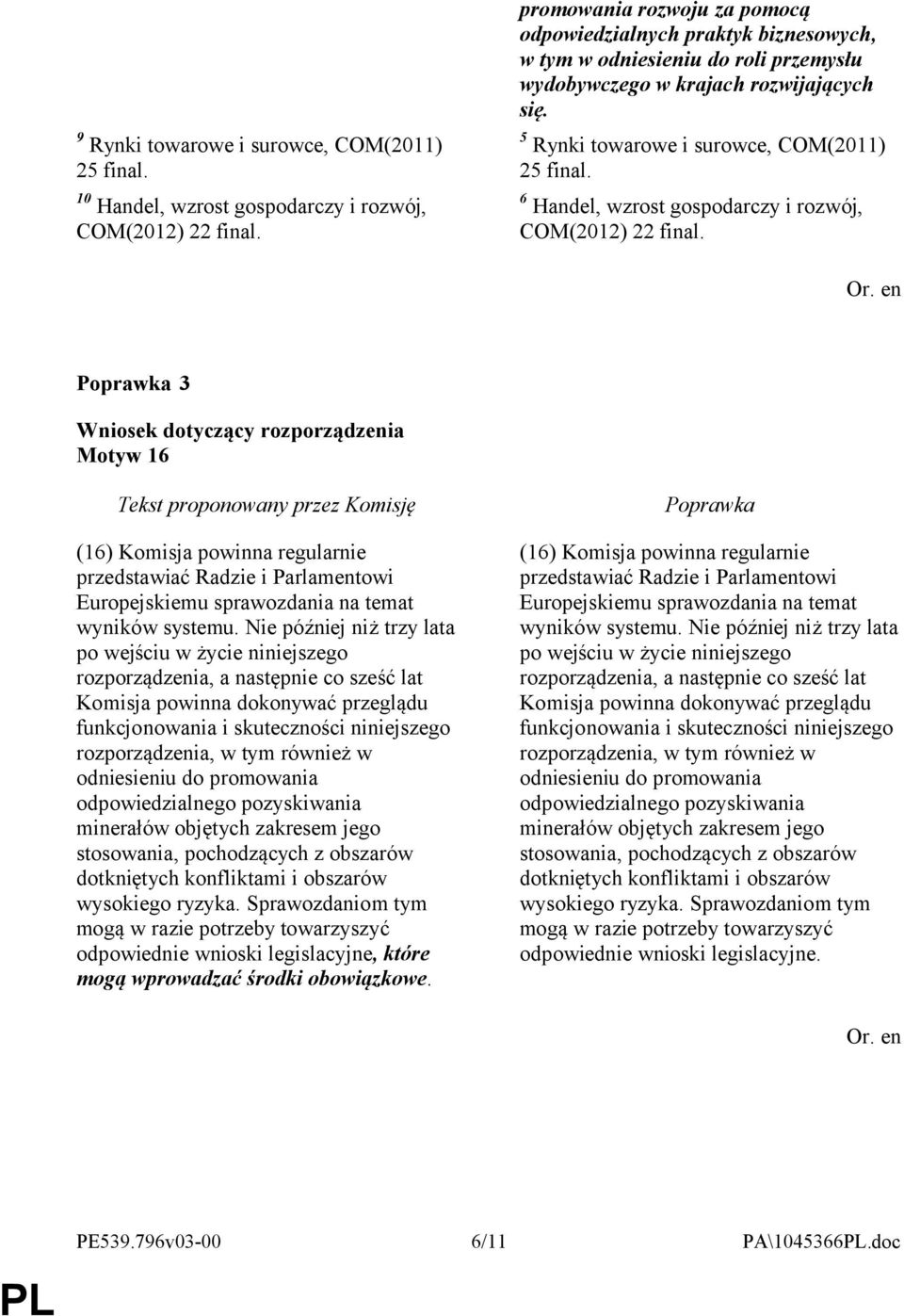 6 Handel, wzrost gospodarczy i rozwój, COM(2012) 22 final. 3 Motyw 16 (16) Komisja powinna regularnie przedstawiać Radzie i Parlamentowi Europejskiemu sprawozdania na temat wyników systemu.