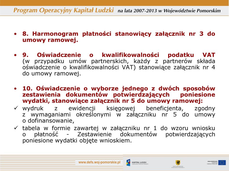 umowy ramowej. 10.
