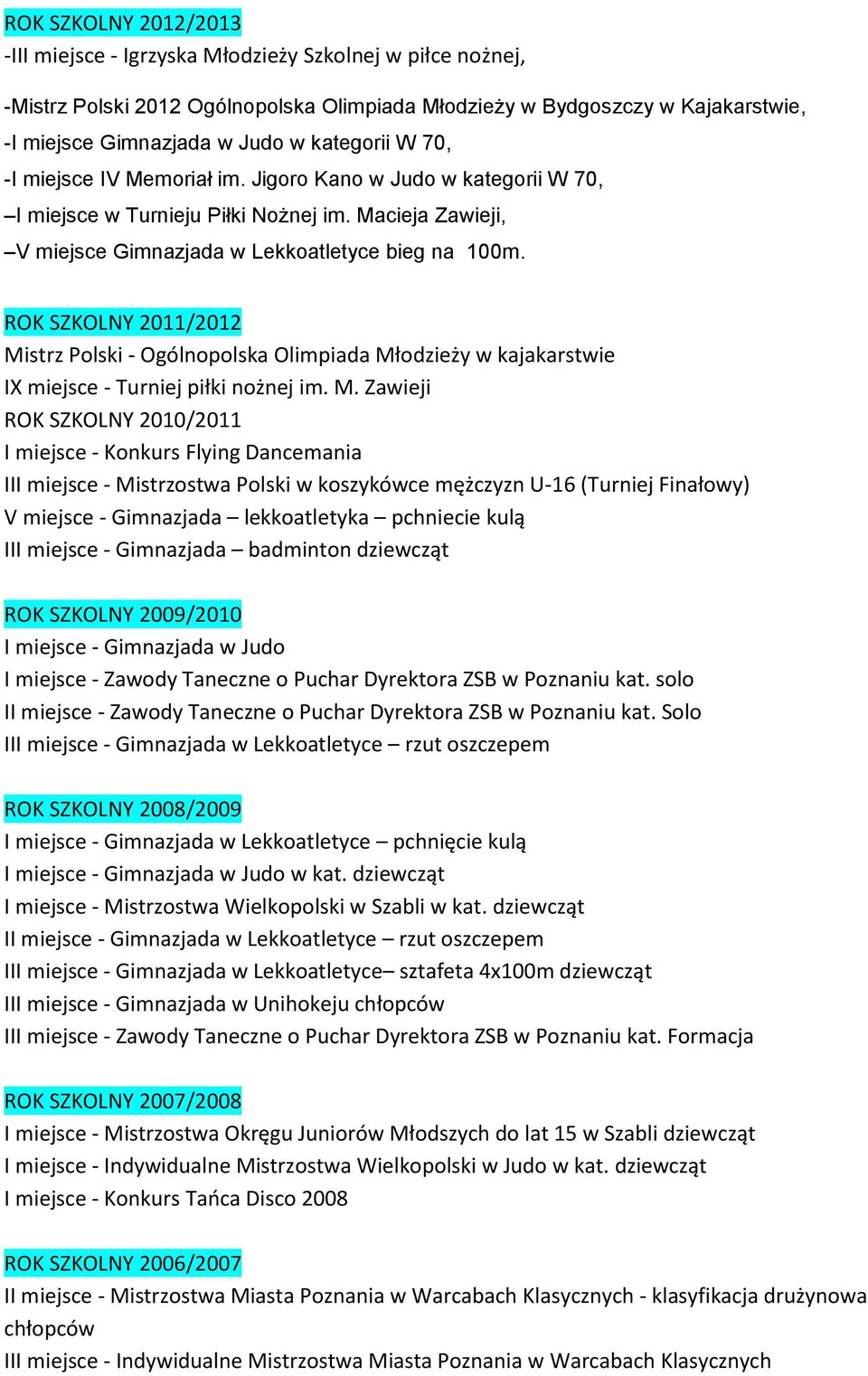 ROK SZKOLNY 2011/2012 Mi