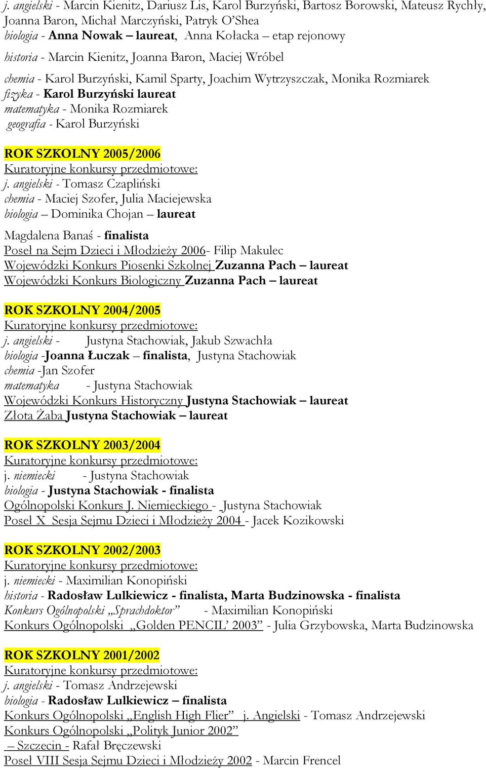 geografia - Karol Burzyński ROK SZKOLNY 2005/2006 j.