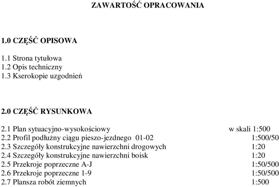 2 Profil podłużny ciągu pieszo-jezdnego 01-02 1:500/50 2.