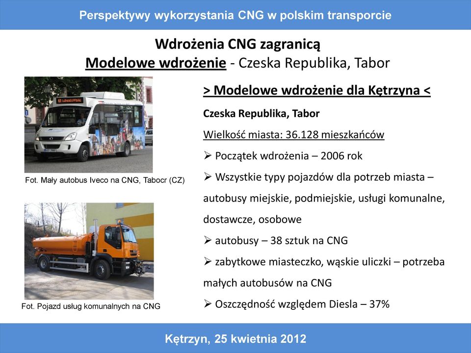 Pojazd usług komunalnych na CNG Wszystkie typy pojazdów dla potrzeb miasta autobusy miejskie, podmiejskie, usługi komunalne,