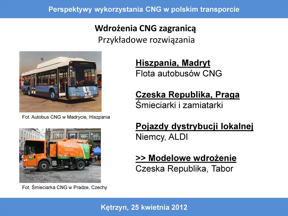 Autobus CNG w Madrycie, Hiszpania Pojazdy dystrybucji lokalnej Niemcy,